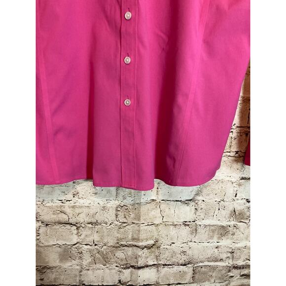 Talbots Haberdashery Top Womens 16 Hot Pink Button Up Wrinkle‎ Resistant Cotton - Picture 5 of 12